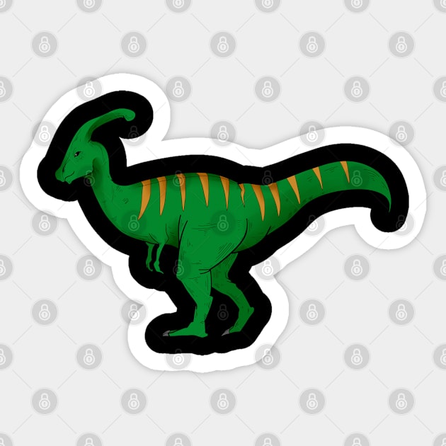 Parasaurolophus Dinosaur Sticker by TheBeardComic